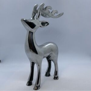 Silver-Tone Metal Reindeer Stag Deer Figurine 10" Tall Unbranded Christmas Decor